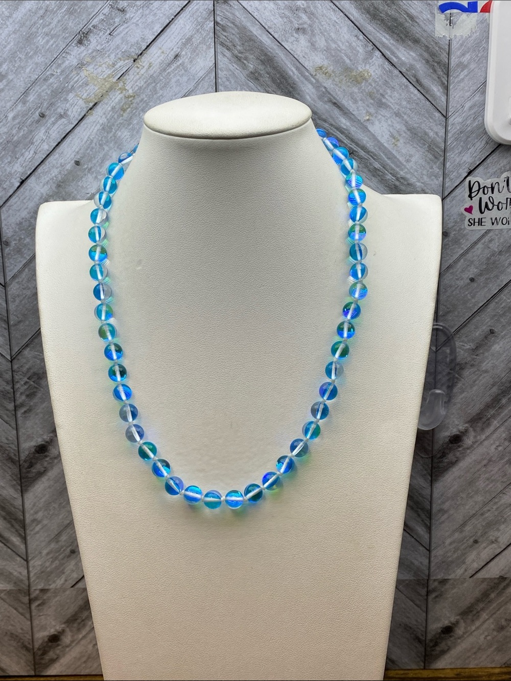 Blue Bead Mermaid 18 inch Necklace handknotted silver chicken